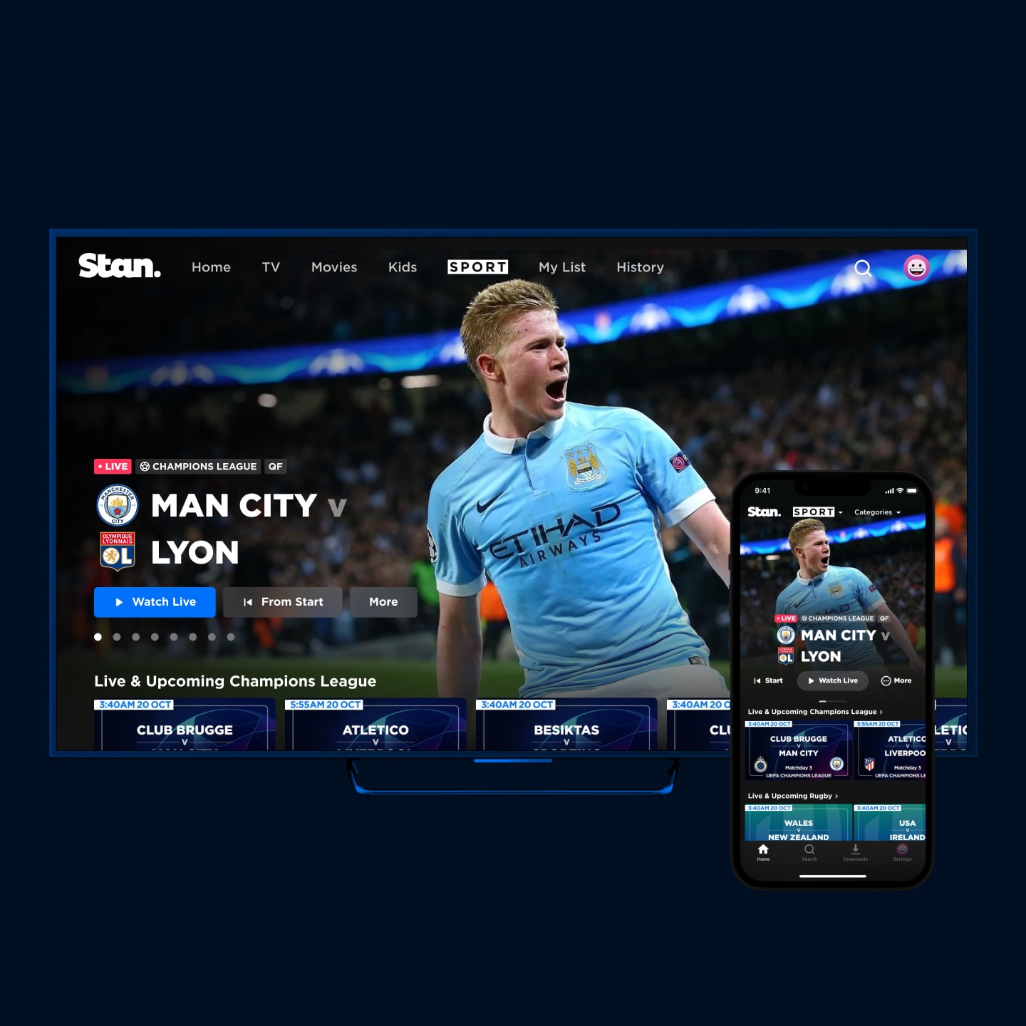 Stan Sport in the TV and mobile apps