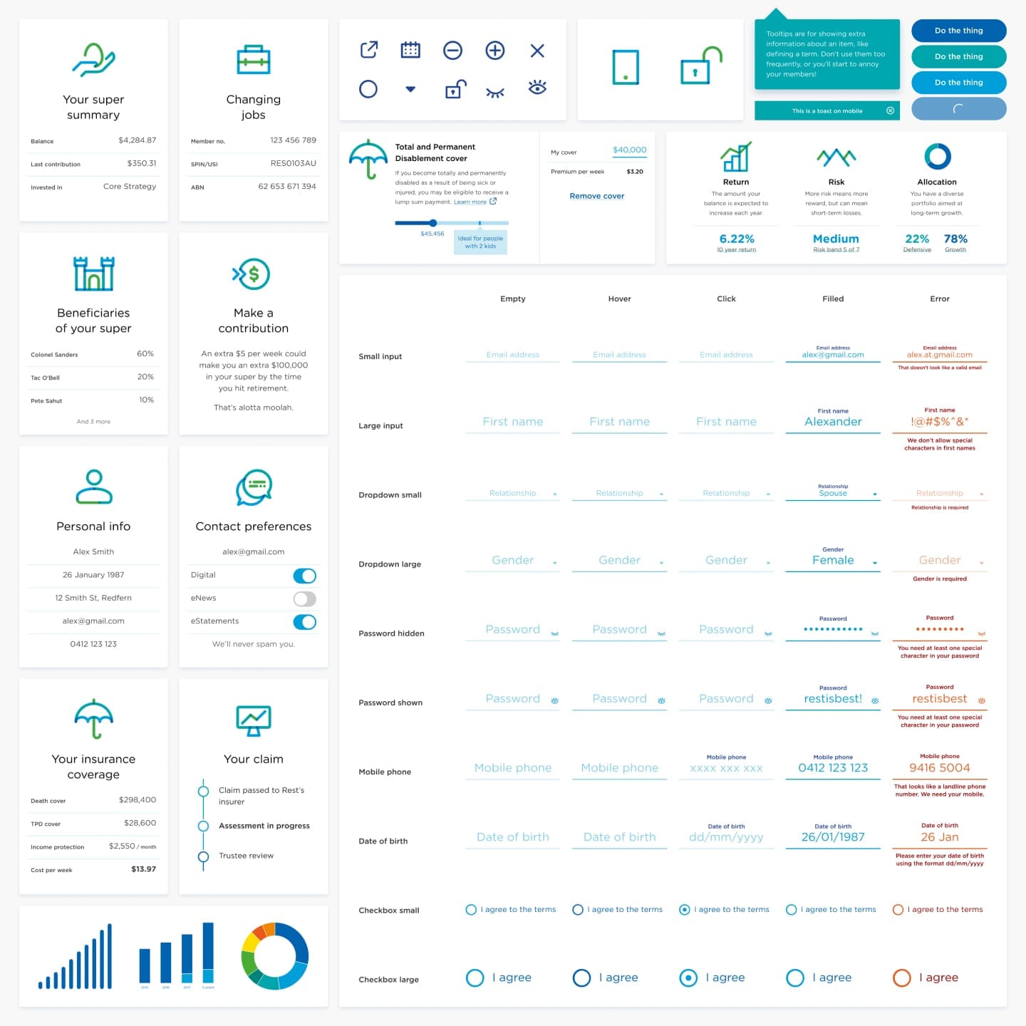 A variety of components from the UI Kit I put together